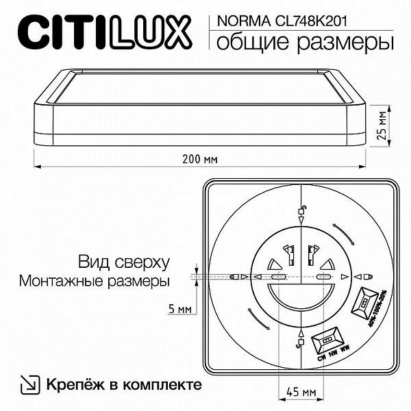 Светильник потолочный CITILUX NORMA CL748K201