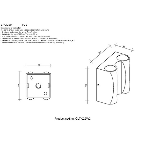 Светильник уличный настенный CRYSTAL LUX CLT 022W2 BL-GO 4000K