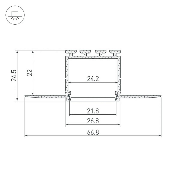 Профиль для ленты LED врезной PLS-LOCK 24,5x66,8мм без рассеивателя (3м) 44851 ARLIGHT