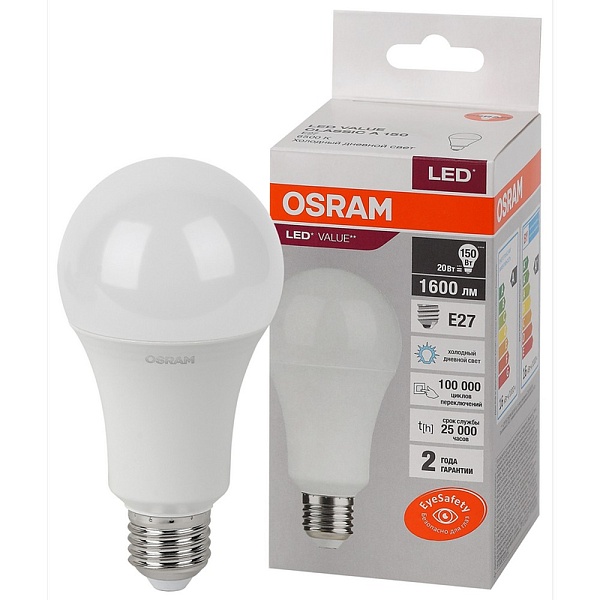Лампа LED E27  20W/865 220V груша 1600Lm OSRAM
