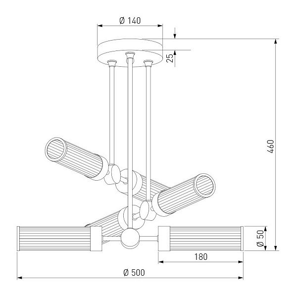 Люстра потолочная EUROSVET ORIENS 60166/6 латунь a068071