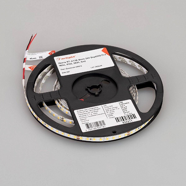Лента LED RT-A128 10 W/m 24V IP20 2835/128 4000K 8mm (5м) 036211(1) ARLIGHT