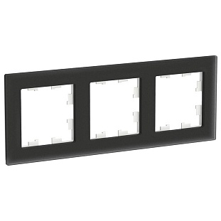 Рамка 3-пост, ATLASDESIGN NATURE, Стекло матовое черное, ATN331003, SCHNEIDER ELECTRIC