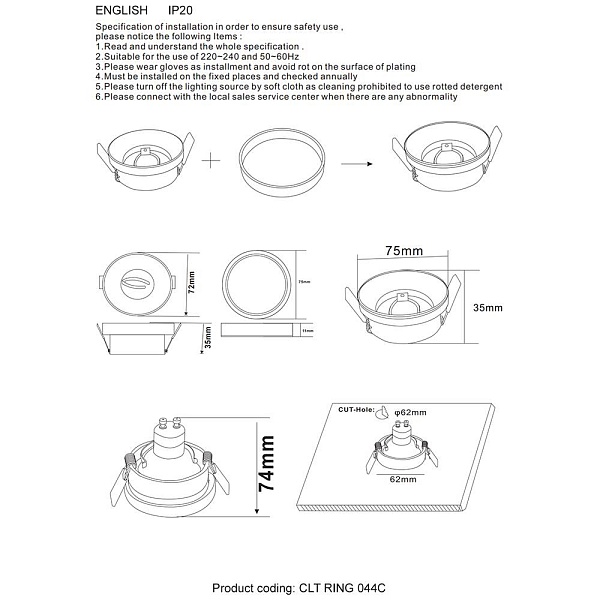 Рамка CRYSTAL LUX CLT RING 044C GO