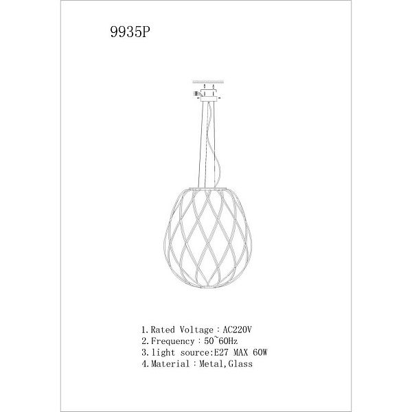 Подвес ILAMP CENTO 9935P/1-D300 CL