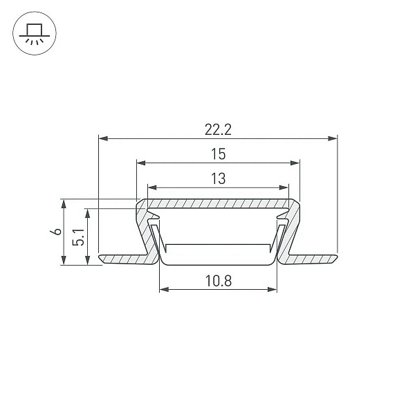 Профиль для ленты LED врезной MIC 6x22мм без рассеивателя (3м) 40720 ARLIGHT