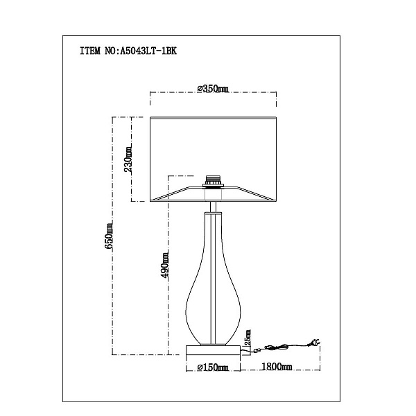 Настольная лампа ARTE LAMP NAOS A5043LT-1BK