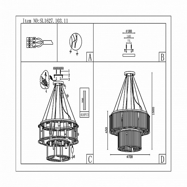 Люстра подвесная ST LUCE VELLETRI SL1627.103.11