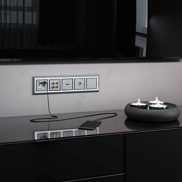 Розетка  TV одиночная, серебро рифленое , W1183009, WERKEL