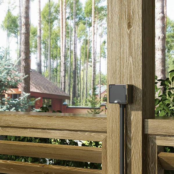 Розетка с з/к со шторками, с крышкой, GALLANT, черный, W5071235, WERKEL