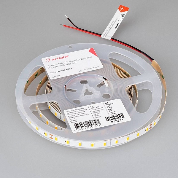 Лента LED ULTRA-C72 7,2 W/m 24V IP20 5630/72 3500K 10mm (5м) 40211 ARLIGHT