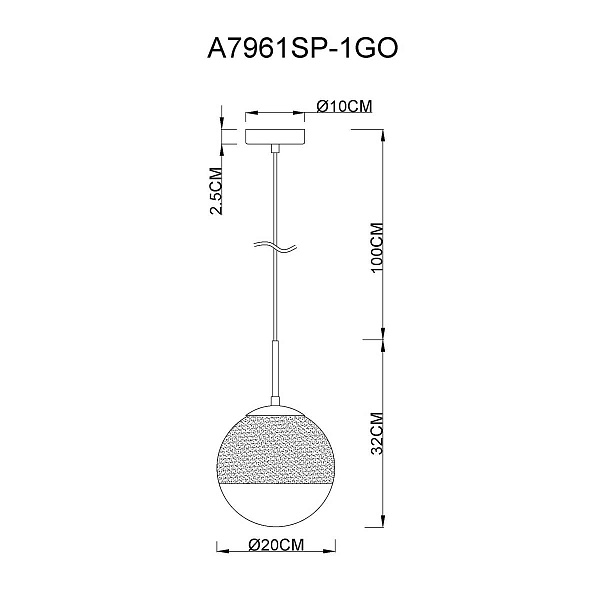 Подвес ARTE LAMP JUPITER GOLD A7961SP-1GO