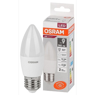 Лампа LED E27  7W/840 220V свеча матовая 560Lm OSRAM