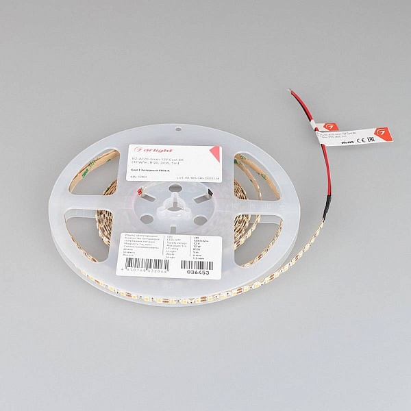 Лента LED RZ-A120 12 W/m 12V IP20 2835/120 10000K 6mm (5м) 36453 ARLIGHT