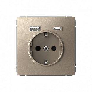 Розетка с з/к + 2xUSB, A + C, ARTGALLERY, Шампань, GAL000532, SCHNEIDER ELECTRIC