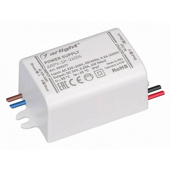 Блок питания ARLIGHT ARPV-SP 24V 6W IP67 39671