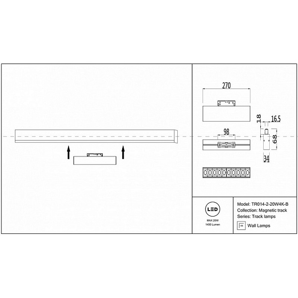 Трековый светильник MAYTONI POINTS TR014-2-20W4K-B