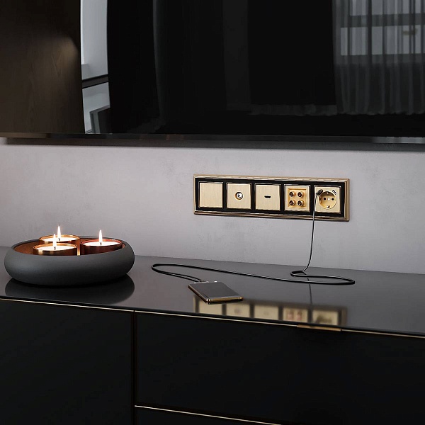 Розетка акустическая, шампань рифленый, W1185010, WERKEL