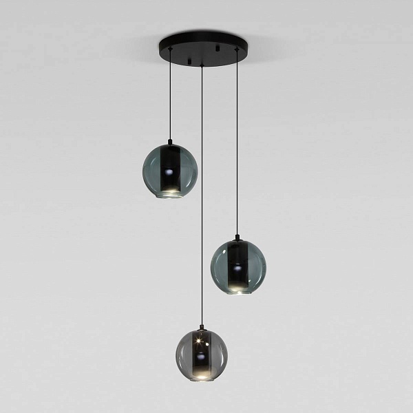Подвес EUROSVET COBBLE 50258/3 LED дымчатый/бирюзовый