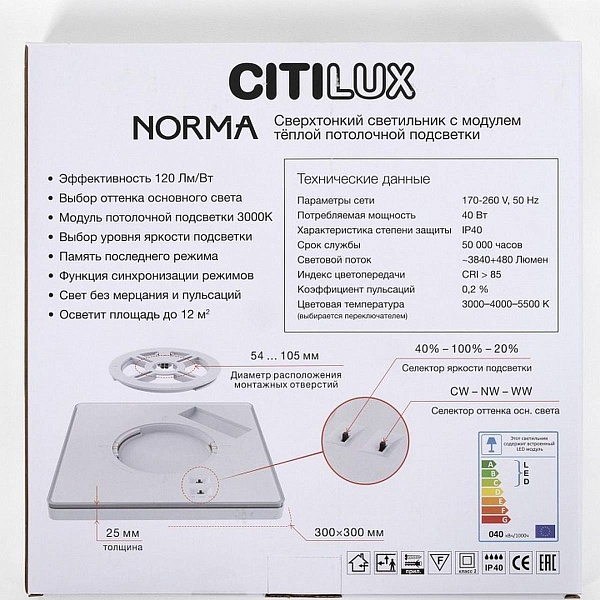 Светильник потолочный CITILUX NORMA CL748K301
