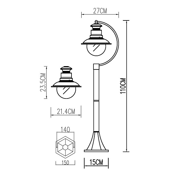 Светильник уличный столб низкий ARTE LAMP Amsterdam A1523PA-1WG
