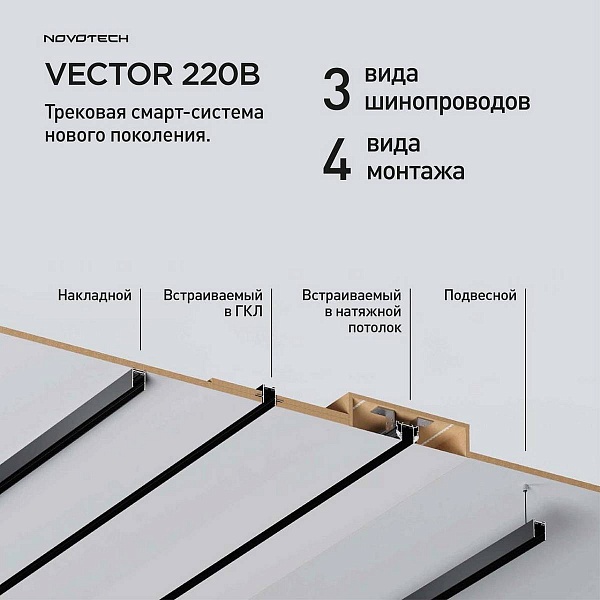 Шинопровод магнитный NOVOTECH VECTOR 220V 135300