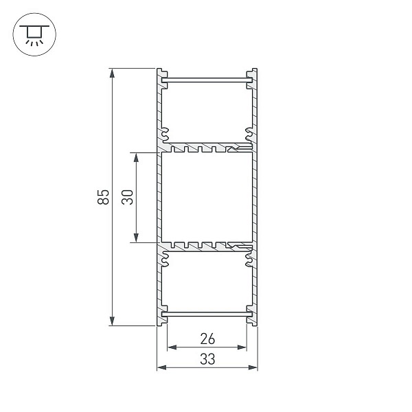 Профиль для ленты LED накладной ARH-WALL 85x32,7мм без рассеивателя (2м) 36341 ARLIGHT