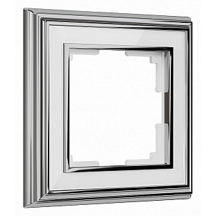 Рамка 1-пост, PALACIO, металл, хром / белый, W0011331, WERKEL