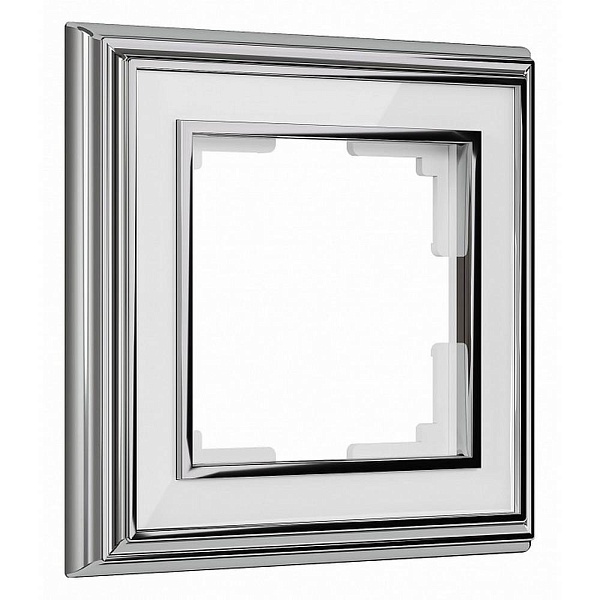 Рамка 1-пост, PALACIO, металл, хром / белый, W0011331, WERKEL