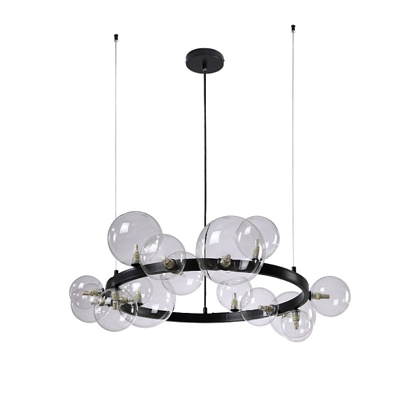 Люстра подвесная CRYSTAL LUX AGATA SP15 V2 BLACK/TRANSPARENTE