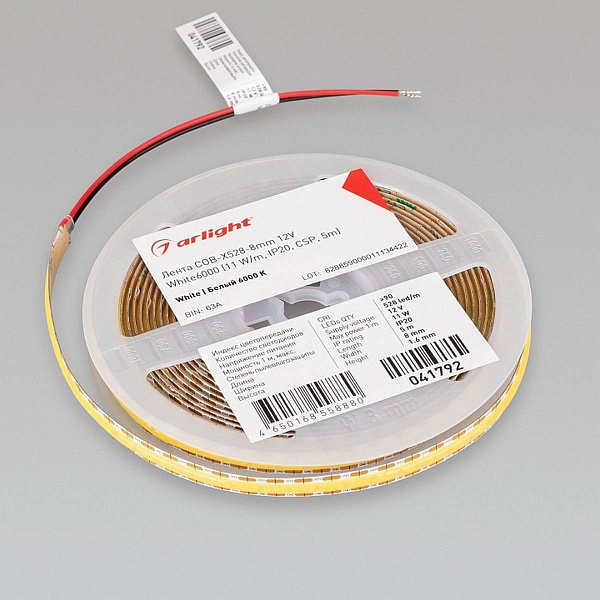 Лента LED COB-X528 11 W/m 12V IP20 COB/528 6000K 8mm (5м) 41792 ARLIGHT