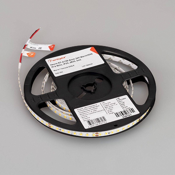 Лента LED RT-A128 10 W/m 24V IP20 2835/128 3500K 8mm (5м) 038757(1) ARLIGHT