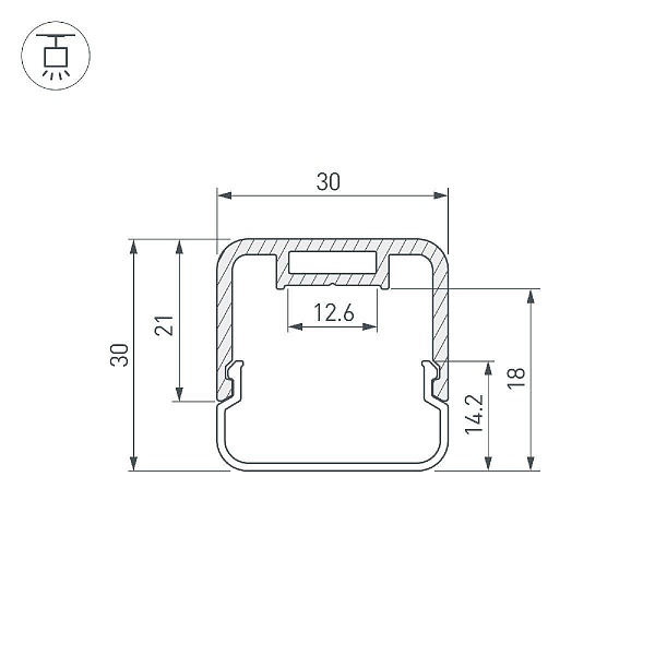 Профиль для ленты LED накладной LINE-D 30x30мм  (2м) 55097 ARLIGHT