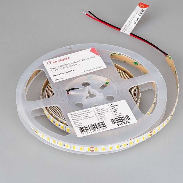 Лента LED ULTRA-C126 14,4 W/m 24V IP20 5630/126 3000K 10mm (5м) 40222 ARLIGHT