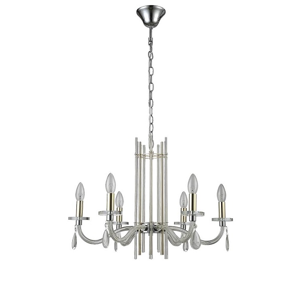 Люстра подвесная CRYSTAL LUX AURELIO AURELIO SP6 GOLD+CHROME/TRANSPARENT