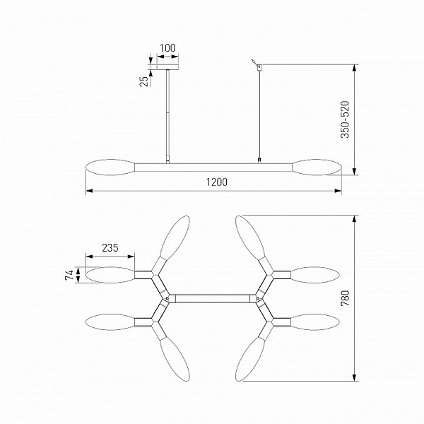 Люстра потолочная EUROSVET COVALENT 30180 черный