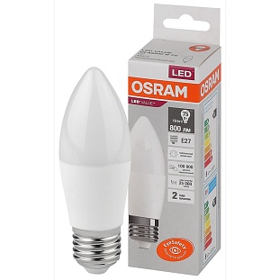 Лампа LED E27  10W/840 220V свеча матовая 800Lm OSRAM