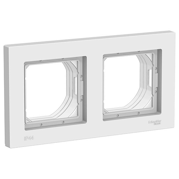Рамка 2-пост, IP44, ATLASDESIGN AQUA, Белый, ATN440102, SCHNEIDER ELECTRIC
