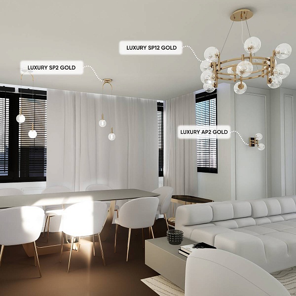 Люстра подвесная CRYSTAL LUX LUXURY SP12 GOLD
