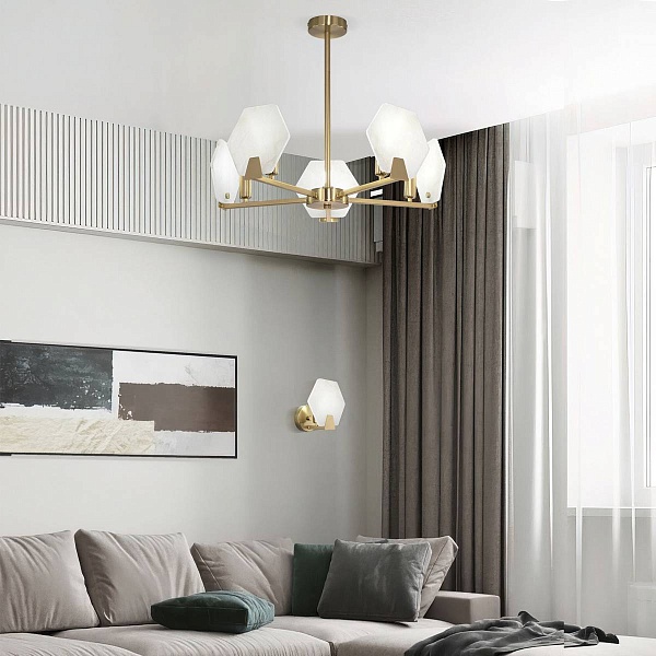 Люстра потолочная EUROSVET MARBLE 60158/5 латунь