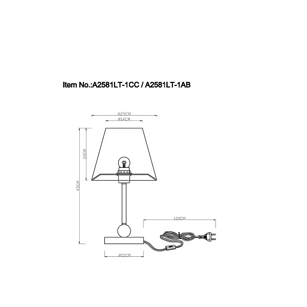 Настольная лампа ARTE LAMP ELBA A2581LT-1AB