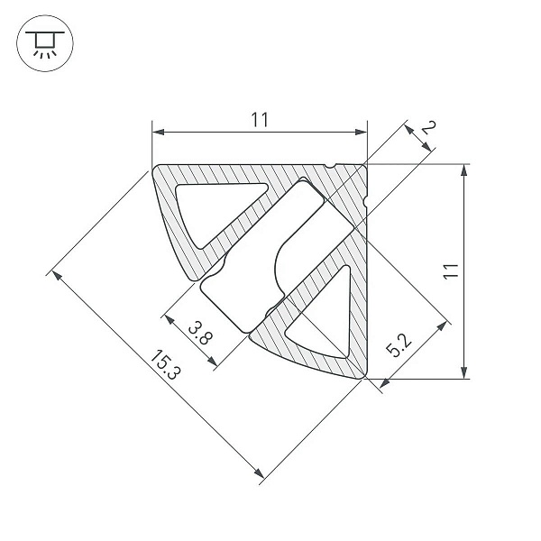 Профиль для ленты LED угловой SL-KANT 11x11мм без рассеивателя (2м) 44086 ARLIGHT