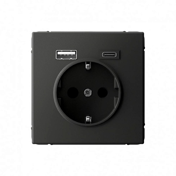 Розетка с з/к + 2xUSB, A + C, ARTGALLERY, Базальт, GAL001432, SCHNEIDER ELECTRIC