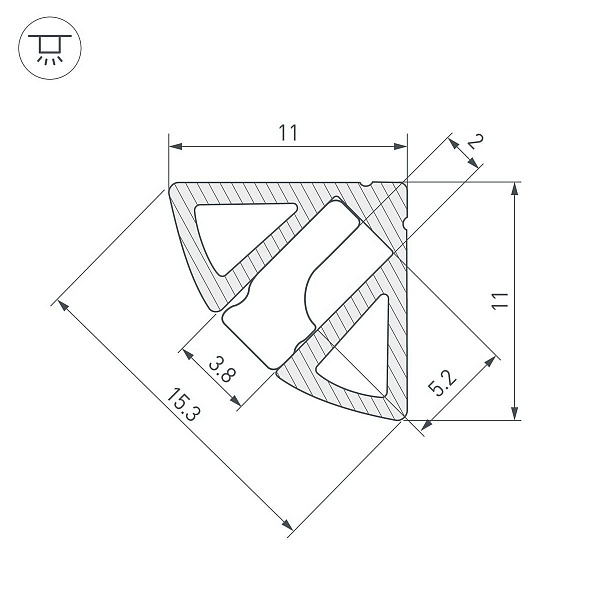 Профиль для ленты LED угловой SL-KANT 11x11мм без рассеивателя (2м) 38197 ARLIGHT