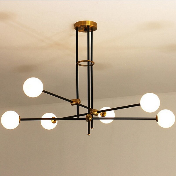 Люстра подвесная DELIGHT COLLECTION BISTRO GLOBE 9389P/6 black/gold