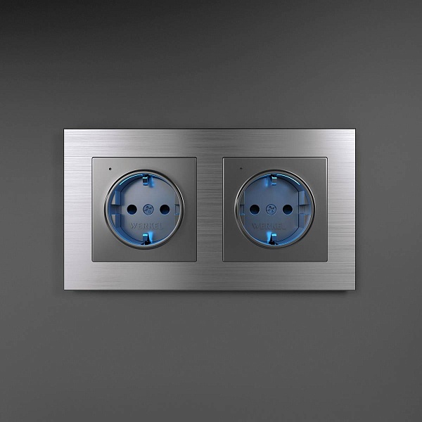 Рамка 2-пост, ALUMINIUM, металл, алюминий, W0021706, WERKEL