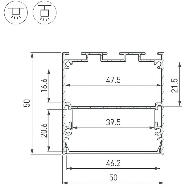 Профиль для ленты LED накладной SL-LINE 50x50мм без рассеивателя (3м) 41838 ARLIGHT