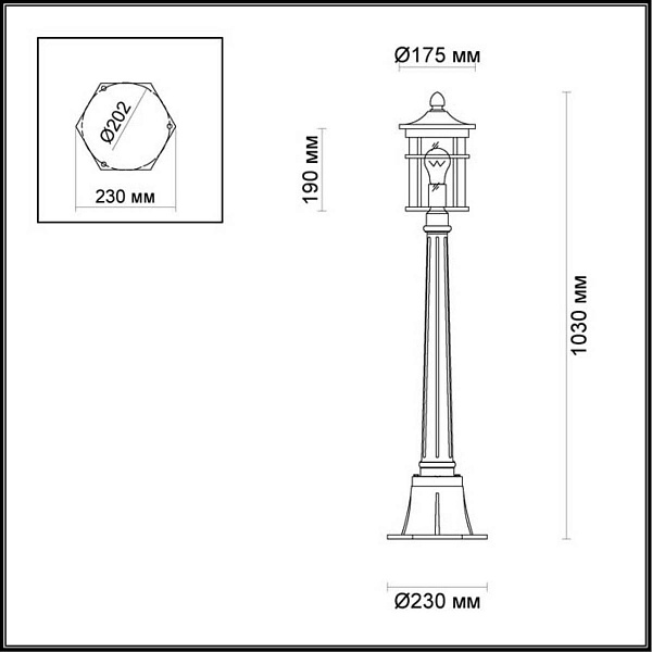 Светильник уличный столб низкий ODEON LIGHT VIRTA 4044/1F