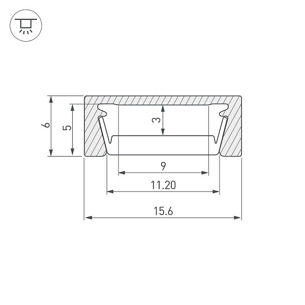 Профиль для ленты LED накладной MIC-M 6x15,6мм без рассеивателя (3м) 44542 ARLIGHT