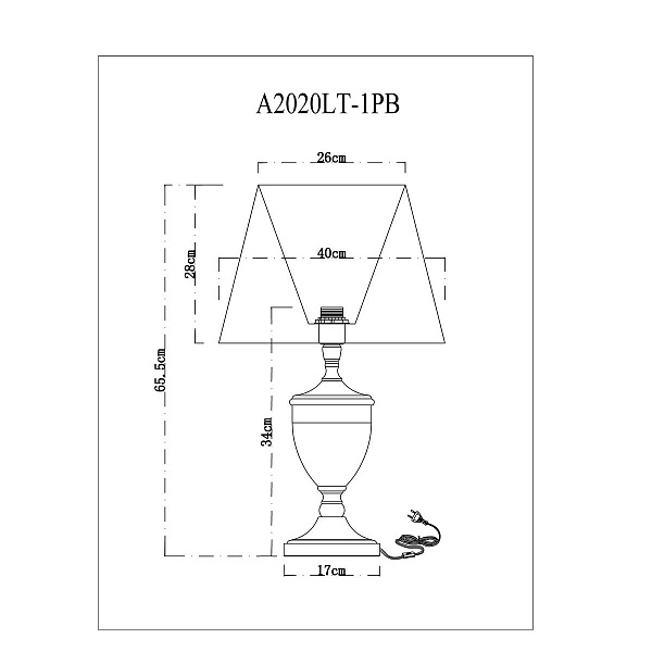 Настольная лампа ARTE LAMP RSDISON A2020LT-1PB